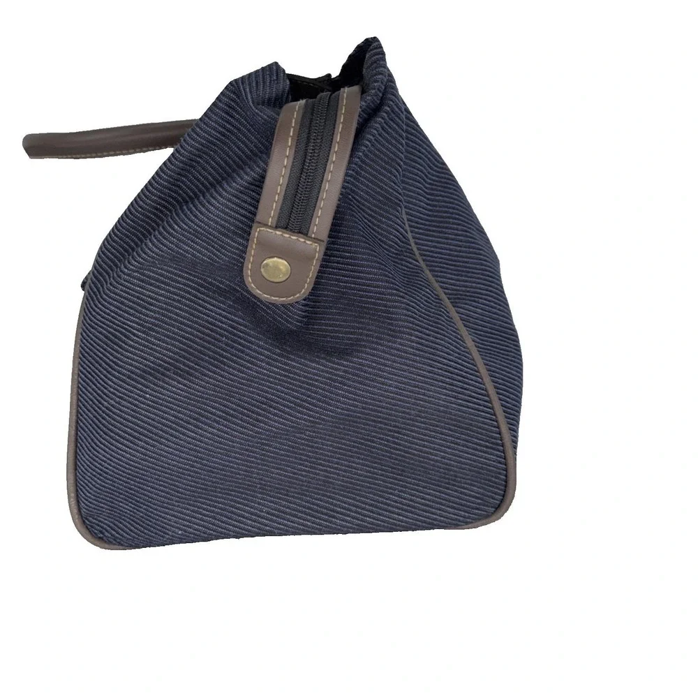 Vintage JG Hook Weekender Travel Bag Duffle Navy Blue Striped Canvas Preppy 90s